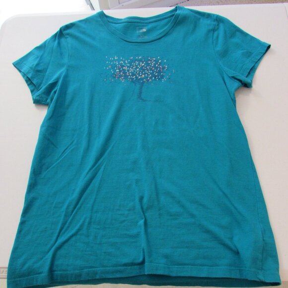The North Face Teal Cotton Tree and Birds Tee Large - Picture 2 of 11